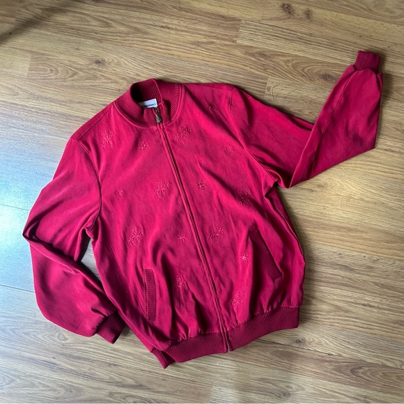 Women’s Red Size 10 Alfred Dunner Bomber Style‎ Jacket Christmas - Picture 1 of 6